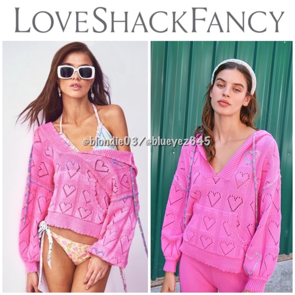 LoveShackFancy Sweaters - LoveShackFancy “Meara” heart hoodie sweater M